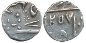 Nasir-ud-Daula (AH 1244-1273, 1829-1857 AD), Silver ¼ Rupee, 2.66g, AH 1257, Farkhanda Bun