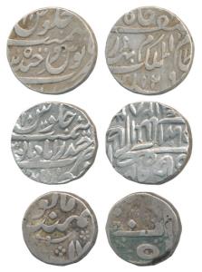 Silver Rupee (3), Nizam Ali Khan, AH XX40/17; Afzal-ud-daula, AH 1283/10; Mir Mahbub Alid 
