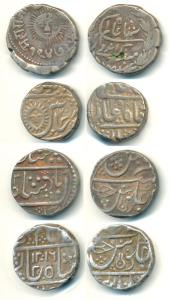 Silver Rupee (5), Ahalyabai Holkar; Jaswant Rao, AH 1216; Tukoji Rao II, Malharnagar Mint,
