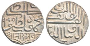 Bharmalji I (VS 1642-1688, 1586-1632 AD), Silver ½ Rupee, 4.57g, with the name of Mahmud b