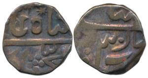Chitor Mint, Silver Rupee, 10.62g, in the name of Alamgir II, star and flag on rev. (KM C2