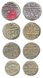 Sawant Singh, Silver Rupee and 1/2, AH 1199/29; Udaya Singh, Silver Rupee and 1/2. Very Fi