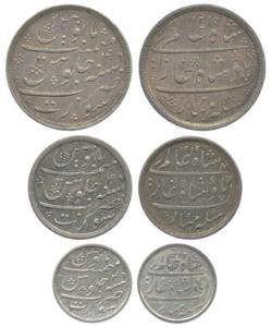 Surat Mint, Set of 3, Silver Rupee, ½ and 1/4, in the name of Shah Alam II, AH 1215/46, Pl
