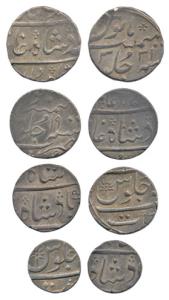Surat Mint, Silver Rupee (3) and 1/2, in the name of Shah Alam II, RY 19 and 31. Very Fine