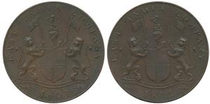 Copper Double Pice, 10.94g, 1804, Mule, obverse and reverse are the same (both are the obv
