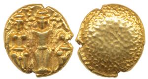 3 Swami Gold Pagoda, 3.31g,Tirupati Balaji in the centre, flanked by his wives Shri Devi a