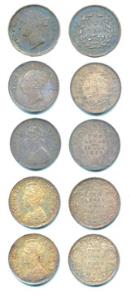 Victoria Queen and Empress, Silver 2 Annas (5), 1841, continuous and divided legend, 1862 