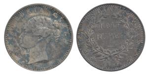 Victoria Queen, Silver ½ Rupee, 1840, Bombay Mint, continuous legend, English Head, 19 Ber