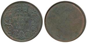 Victoria Empress, Copper Rupee, Original Copper Uniface, reverse of 1891. Original strike,