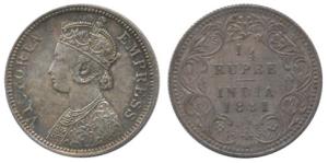 Victoria Empress, Silver ¼ Rupee, 1881, Bombay Mint, A / II / dot. About Uncirculated, Ver