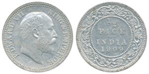 Edward VII, Aluminum Pattern ½ Pice, 1909. About Uncirculated, Extremely Rare.