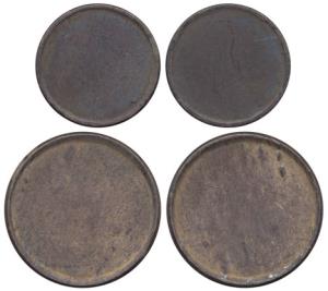 Silver ½ Rupee and 2 Annas, Blank planchet, blank on both sides. Extremely Fine, Rare. (2)