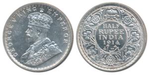 George V, Silver ½ Rupee, 1914, Bombay Mint. Brilliant Uncirculated, with mirror like surf