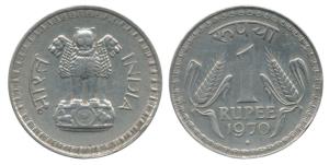 Cupro-Nickel Rupee, 1970, Bombay Mint. Extremely Fine.
