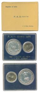 1971 Uncirculated Set, Food For All, set of 2, 20 Paise and Rupees 10. In immaculate condi