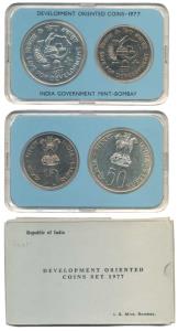 1977 Uncirculated Set, Save for Development, Rupees 10 and 50. In immaculate condition, wi