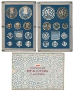 1977 Proof Set, Save For Development, set of 10, 1 Paisa to Rupees 50. In immaculate condi