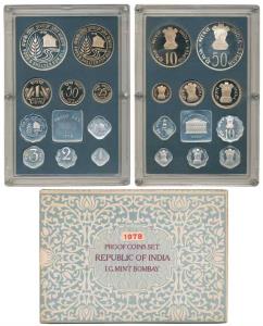 1978 Proof Set, Food And Shelter For All, set of 10, 1 Paisa to Rupees 50. In near immacul
