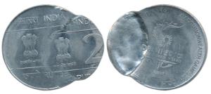 Rupees 2, 2010, Calcutta Mint, XIX Commonwealth Games 2010, Double Struck, Ashoka Pillar d