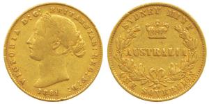 Australia, Victoria, Gold Sovereign, 8g, 1861, Sydney Mint. About Very Fine.