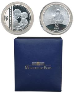 France, Mother Teresa, Silver 10 Euros, 2010, Mother Teresa holding a child on obv., with 
