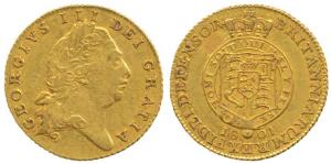 Great Britain, George III, Gold ½ Sovereign, 4.2g, 1801, Shield in Garter on rev. Test mar
