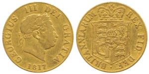 Great Britain, George III, Gold ½ Sovereign, 4g, 1817, Shield on rev. About Very Fine, Rar