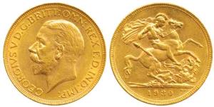 South Africa, George V, Gold Sovereign, 8g, 1930, ’SA’ mint mark on rev. About Uncirculate