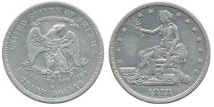 United States of America, Silver Trade Dollar, 26.88g, Liberty seated with motto below on 