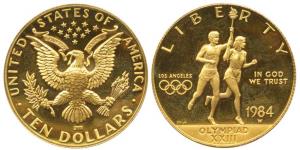 United States of America, Gold $10, 16.71g, 23rd Olympics in Los Angeles, 1984, W mint mar