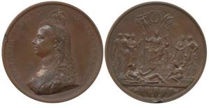 Golden Jubilee of Queen Victoria Medal, 1837-1887, Copper, 200.4g, obv. crowned bust of Vi