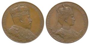 Coronation Medal of Edward VII, Bronze, 80.5g, bust of the Emperor to right on obv., bust 