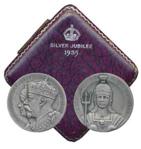 Silver Jubilee Medal of George V, Silver, 25.18g, conjoined bust of King George V and Quee