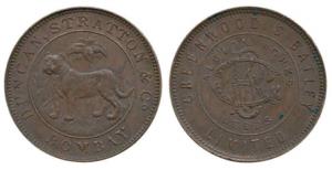 Hyderabad, Copper Token (size of a ½ Rupee) 5.6g, Bombay Mint, obv. Greenwood & Batley Ltd