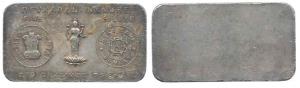Silver Bar, Devkaran Nanjee, 200g, Ashoka pillar with I G Mint, Bombay around at left, God