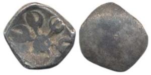 Punch Marked, Gandhara Janapada, Silver Shana, 1.21g, single six armed symbol on obv. unif