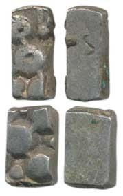 Punch-marked, Panchala Janapada (c. 400 BC), Rectangular bar shaped Silver Karshapana (2),