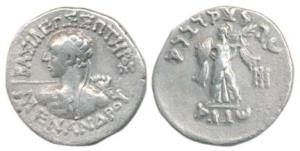 Indo-Greeks, Menander I, Silver Drachm, 2.36g, obv. diademed bust to left seen from behind