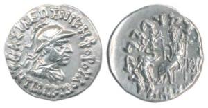 Indo-Greek, Baktria, Antialkidas (c. 130-120 BC), Silver Drachm, 2.34g, obv. diademed and 