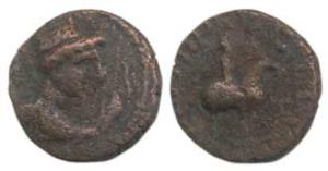 Kushanas, Soter Megas (c. 80-100 AD), Copper ¼ Drachm, 1.82g, bust of the Kushan ruler to 