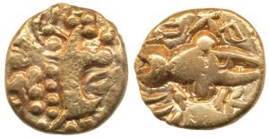 Karkotakas of Kashmir, Pratapaditya (5th century AD), Base Gold, 7.41g, seated goddess wit