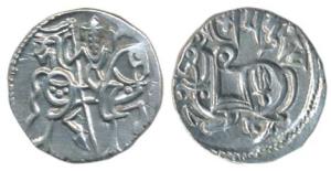 Hindu Shahis of Kabul and Ohinda, Samantadeva (c. AD 850-1,000), Silver Drachma, 3.3g, obv