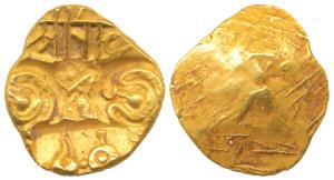 Yadavas of Devagiri, Ramachandra (c.1270-1311), reduced Gold Padma Tanka, 2.8g, central pu