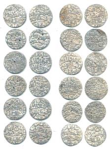 Taj-ud-Din Firuz Shah, Silver Tanka, a set of 12 different dates, obv. Sultan al ahad wa a