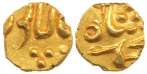 Muhammad Shah (AH 1131-1161, 1719-1748 AD), Gold Fanam, 0.40g, Balapur Mint, complete name