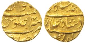 Muhammad Shah, Gold Mohur, 10.87g, Muazzamabad Mint, AH 113x/4 (KM 438.16). Extremely Fine