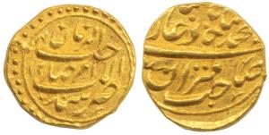 Muhammad Shah, Gold ½ Mohur, 5.48g, Sind Mint, RY 12 (KM D438.2). Extremely Fine, Extremel