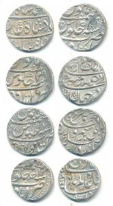 Muhammad Shah, Aurangzeb, Shah Alam I, Farrukhsiyar, Silver Rupee, Itawa Mint, various yea