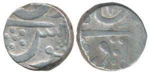 Patwardhan, Silver Rupee, 11.02g, Miraj Mint, Nagari Ga on obv (M&W T1). About Very Fine.