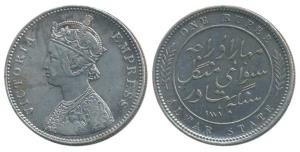 Mangal Singh, Silver Rupee, 11.6g, two different types, with the name and portrait of Vict